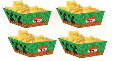 Minecraft Chips Popcorn Papierkasten Pixel 4 Stück Geburtstag Game NEU!