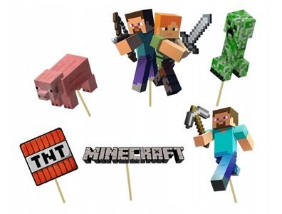 Topper Minecraft Papier Figuren 6 Stueck Geburtstagskuchen Torten Cake Boys Junge MT