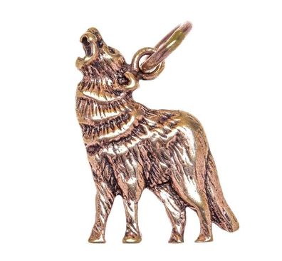 Kraftamulett Wolf Bronze Anhänger 2.5 cm