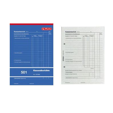 Herlitz Formularbuch "Kassenbericht 501" DIN A5 50 Blatt