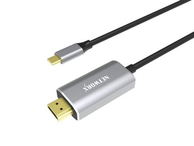 Networx USB-C-Datenkabel USB-C auf HDMI 4K x 60 Hz 1,8 m grau