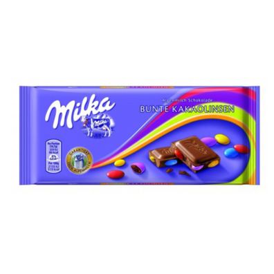 Milka bunte Kakaolinsen Alpenmilchschokolade mit Kakao Dragees 100g