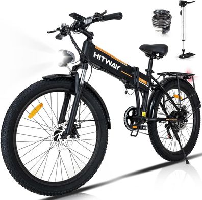 HITWAY Elektrofahrrad für Erwachsene, E-Bike 26 x 3,0 mit 250 W Motor