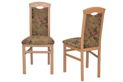 2 x Esszimmerstühle Buche massivholz Blumen Stoffbezug braun Stuhlset Holzstühle