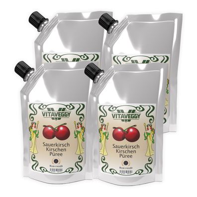 Vitaveggy SAUER-KIRSCHEN-PÜREE 4x1kg - reife Sauerkirschen für Smoothie Saft