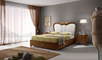 Schlafzimmer Set Bett + 2x Nachttische Betten Italienische Möbel 3tlg.