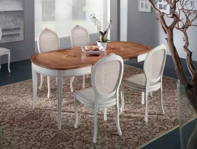 Italienische Möbel Designer Holz Tisch Sitz Polster Ess Zimmer 4x Stühle