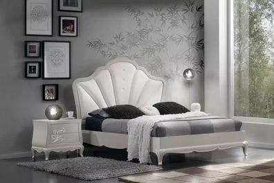 Schlafzimmer 3 tlg. Set Bett 2x Nachttische Modern Design Grau Betten