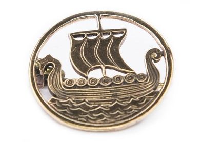 Wikinger Fibel Drachenboot Bronze Brosche
