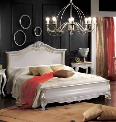 Luxuriöses gepolstertes weißes Doppelbettgestell Bett Holzdesign Luxus