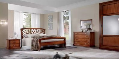 Bett 2x Nachttische 5 tlg. Schlafzimmer Set Design Möbel Luxus Kommode