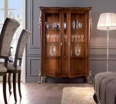 Italienische Luxus Holz Möbel Klassische Stil Vitrine Wohnzimmer Neu