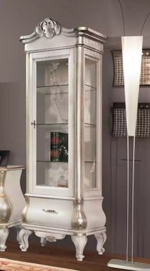 Luxuriöser Holzschrank mit Glas Klassische weiße Möbel Schrank Vitrinen