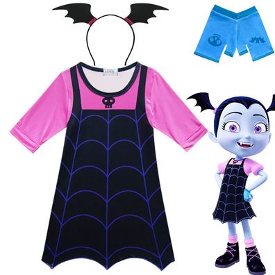 3-teiliges Set Vampirina Hauntley Cosplay Kleid Kinder Halloween Onesie für Mädchen