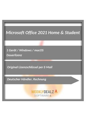 Microsoft Office 2021 Home & Student|1 PC/ MAC|Dauerlizenz|eMail|ESD