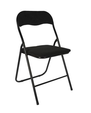 Metall Klappstuhl gepolstert schwarz - Cord Bezug - Gäste Polster Stuhl