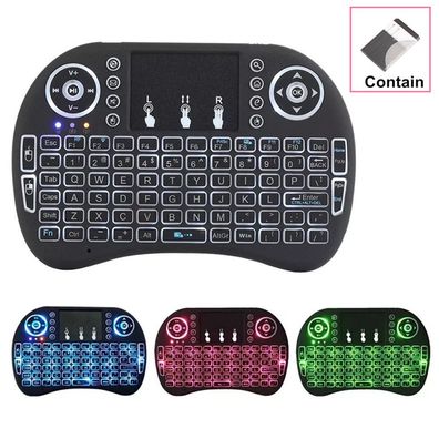 Bluetooth-Tastatur mit Touchpad (2,4 G Wireless), Mini-Tastatur mit Scrollrad und LED