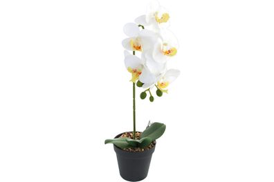 Künstliche Orchidee Weiss im Topf Höhe 40 cm Kunstblume Pflanze