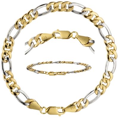 Armband bicolor Figaroarmband 5,8mm 333 Gelbgold Weißgold 19 cm Gewicht 3,9g