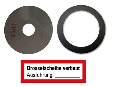 14mm Drosselscheibe f. Wandhydranten inkl. 2" Dichtung u. Aufkleber
