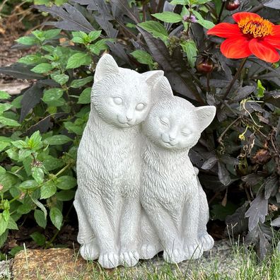 Massive Steinfigur Wonniges Katzen-Paar Katze aus Steinguss frostsicher (Gr. 20 cm)