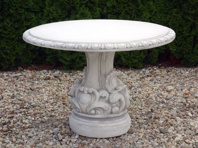 Massiver Tisch Gartentisch, Höhe: 77 cm, Ø 107 cm, Grau, G227 kg, aus Steinguss