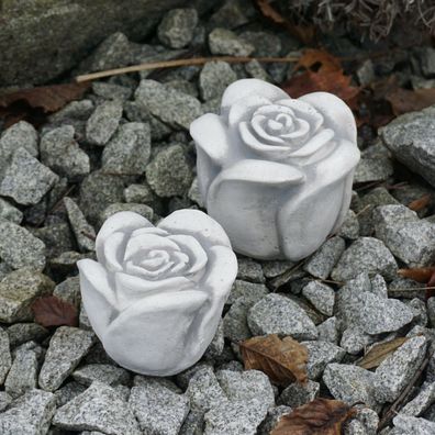 Massive Steinfiguren Set 2 Stück Steinrosen Blüten Rose aus Steinguss frostfest