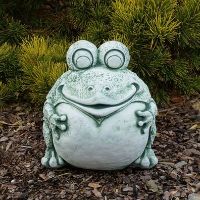 Massive Steinfigur lustiger Frosch Kröte Tierfigur aus Steinguss frostfest