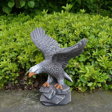 Massive Steinfigur Steinadler Adler Farbe antik Vogel aus Steinguss frostfest