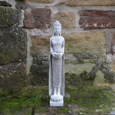 Top Modell Stein Buddha schmal Mönch Tempelwächter Steinguss frostfest (Gr. 68 cm)