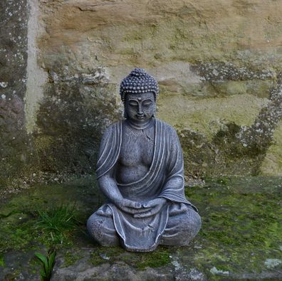 Top Modell Massiver Stein Buddha antik Feng Shui Gartenfigur Steinguss frostfesf