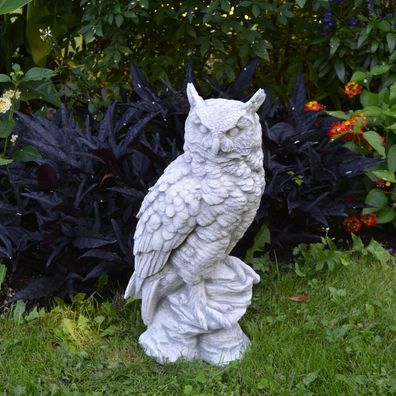 Massive Steinfigur Stein Uhu Eule Vogel Gartendeko Raumdeko Steinguss frostfest