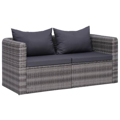 vidaXL Garten-Ecksofas 2 Stk. Grau Poly Rattan