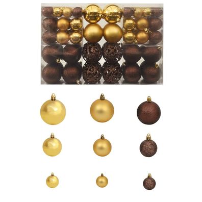 vidaXL 100-tlg. Weihnachtskugel-Set 3/4/6 cm Braun/ Bronze/ Golden