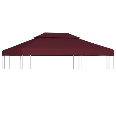vidaXL Pavillon-Dachplane mit Kaminabzug 310 g/ m² 4x3 m Weinrot