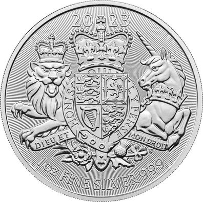 Royal Arms 1 Unze Silbermünze 2023 - Neuware mit Motiv Charles