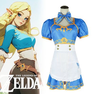4-teiliges Set The Legend of Zelda Cosplay Kleid Halloween Maid Outfit für Mädchen