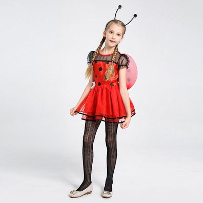 Kawaii Marienkäfer Cosplay Kleid Kinder Ladybug Halloween Showanzug für Mädchen Fans
