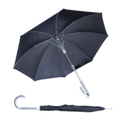 Regenschirm 110 cm schwarz - gebogen - Falt Stock Regen Schirm Automatik auf