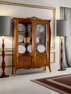 Luxus Holz Vitrine Anrichte Design Braun Italienische Möbel Schrank Neu