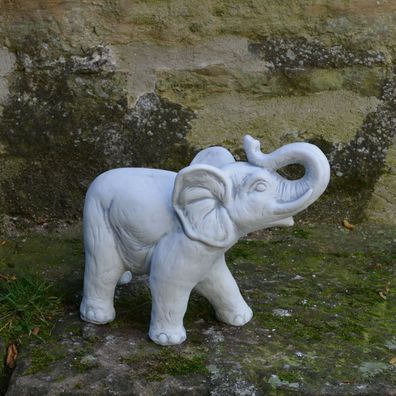 Große massive Steinfigur Elefant Gartendeko Raumdeko aus Steinguss frostfest