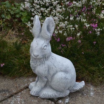 Massive Steinfigur Hase Motiv II sitzend Kaninchen Häschen Steinguss frostfest