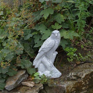 Massive Steinfigur Tierfigur Vogel Falke Wanderfalke aus Steinguss frostfest