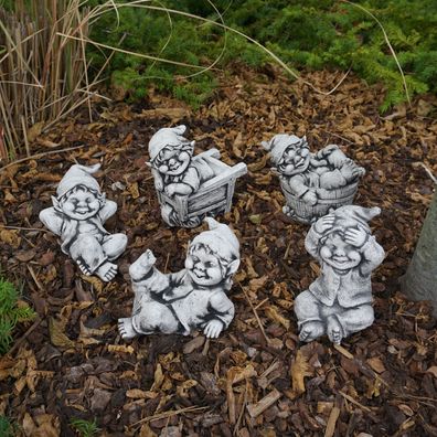 Sonderangebot: 5 kleine Gnome Familie Trolle Kobolde Wichtel Steinguss frostfest