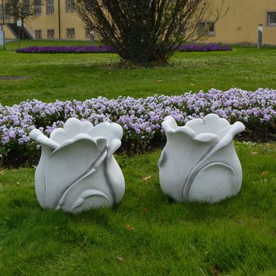 Sonderangebot Stück 2 massives Blumengefäß Tulpe Pflanzgefäß Steinguss frostfest