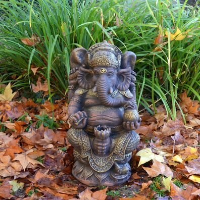 Massive Statue Ganesha - der Göttliche Hinduismus Gott Farbe exclusiv Steinguss