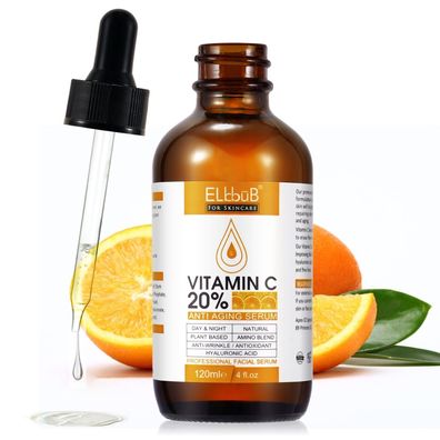 Gesichtsserum mit Vitamin C und E Hyaluronsäure Anti Aging Falten Vegan 120ml