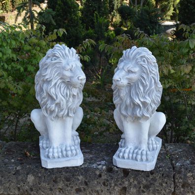 Sonderangebot: Große massive Stein Löwen Paar Torwächter aus Steinguss frostfest