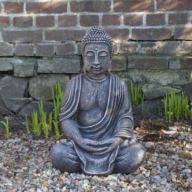 Riesiger massiver Stein Buddha antik Gartendeko Raumdeko aus Steinguss frostfest