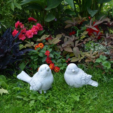 Massive Steinfiguren Stück 2 Stein Vögel Vogel Set aus Steinguss frostfest